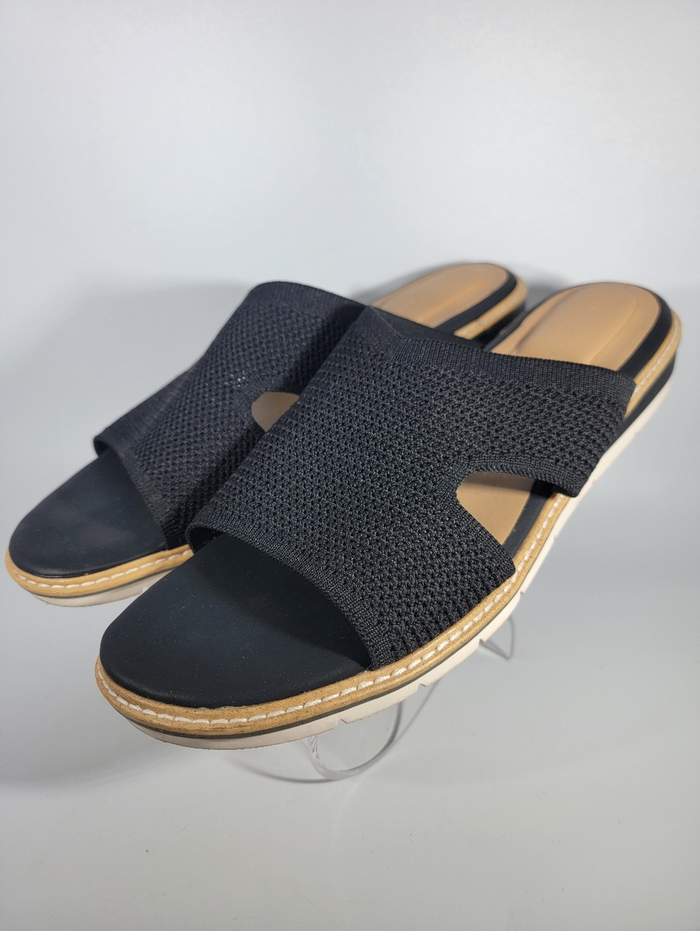Kelly & Katie Annora Sandals Womens 11 M Slide Black Knit Slip On Casual Summer